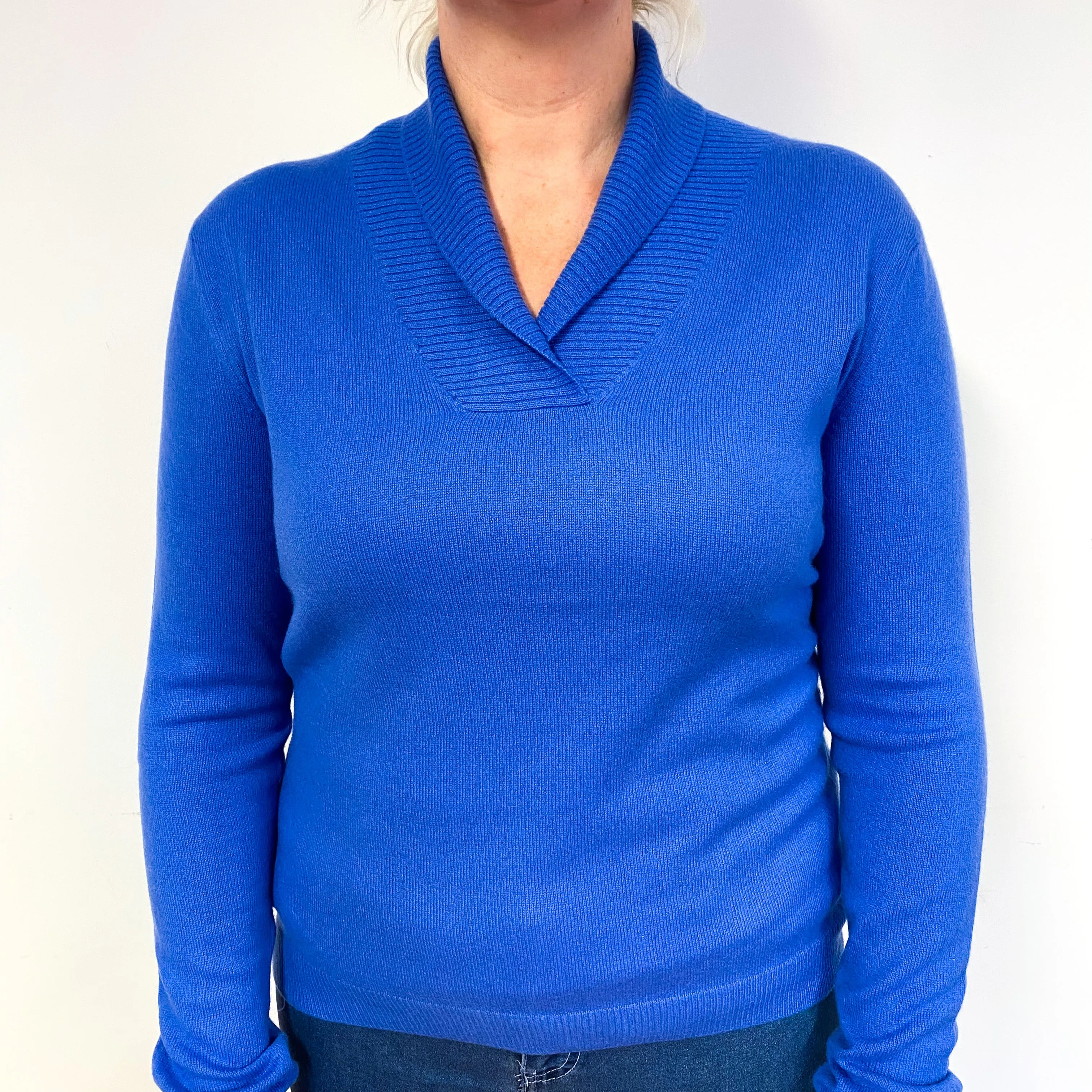 Air Force Blue Cashmere V-Neck Jumper Large