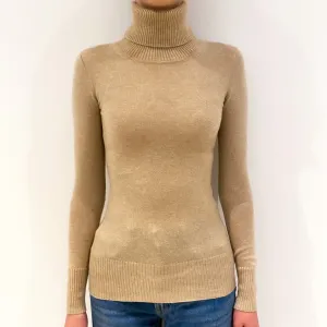 Beige Cashmere Polo Neck Jumper Extra Extra Small