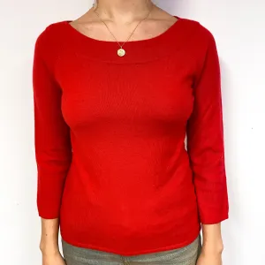 Berry Red Cashmere Boat Neck Jumper Small