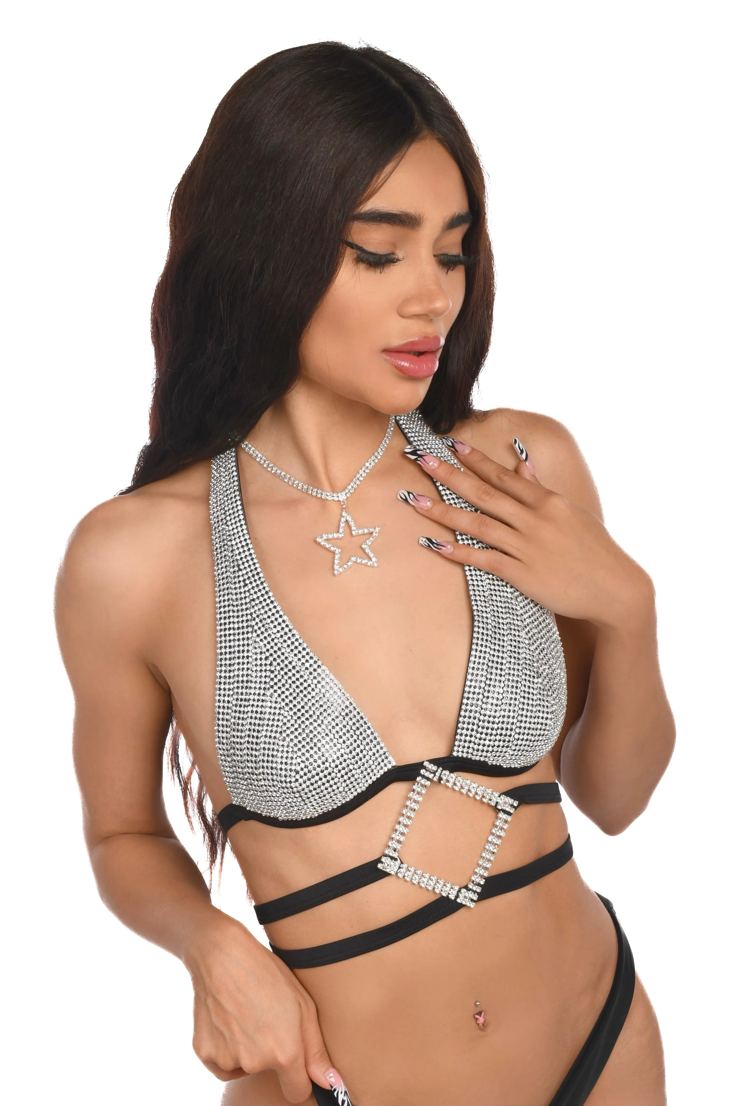 Black Diamond Rhinestone Top