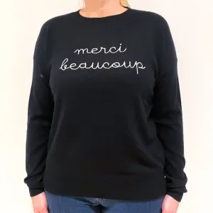 Black Merci Beaucoup Cashmere Crew Neck Jumper Large