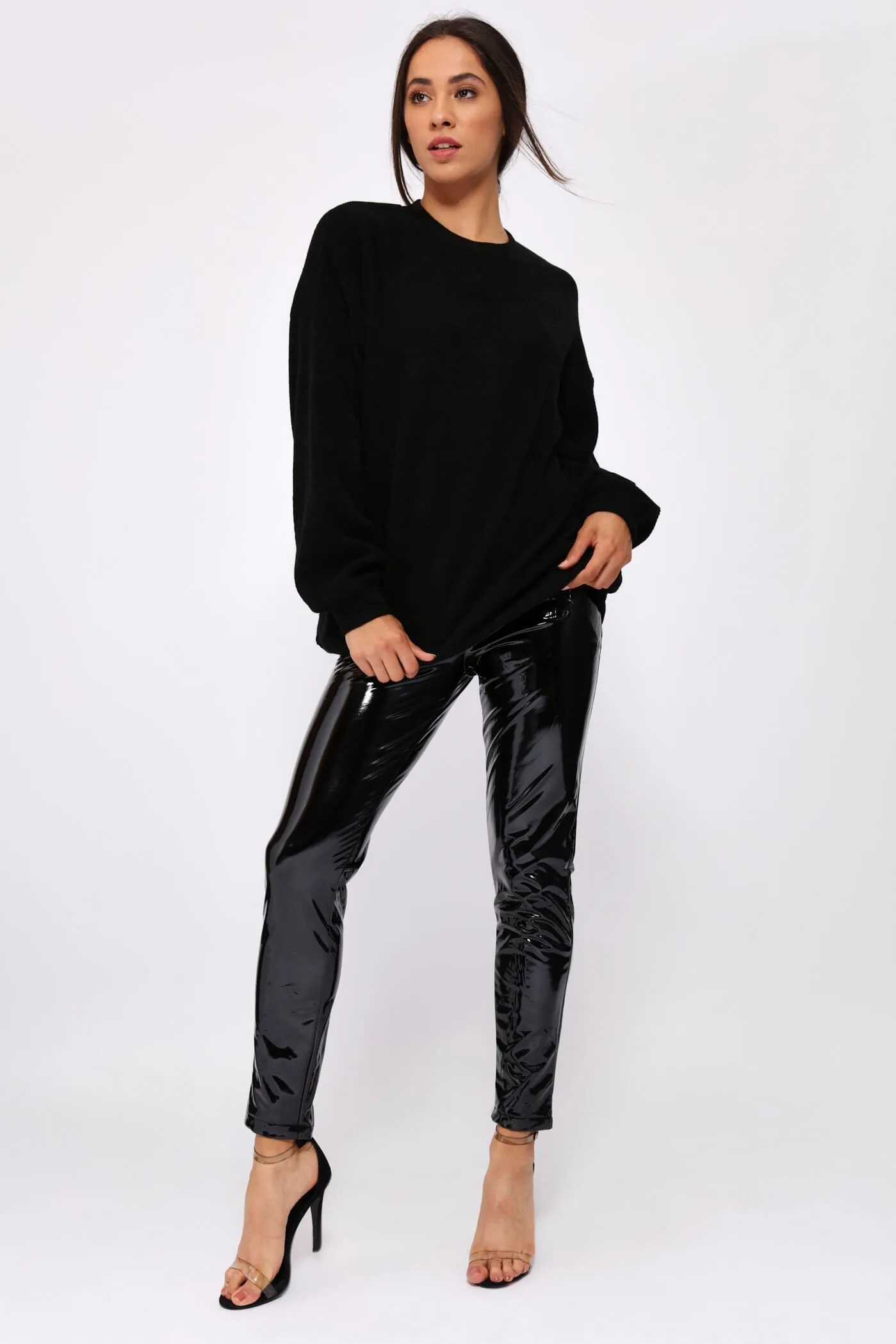 Black Oversized Ribbed Jumper