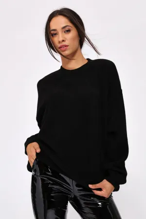 Black Oversized Ribbed Jumper
