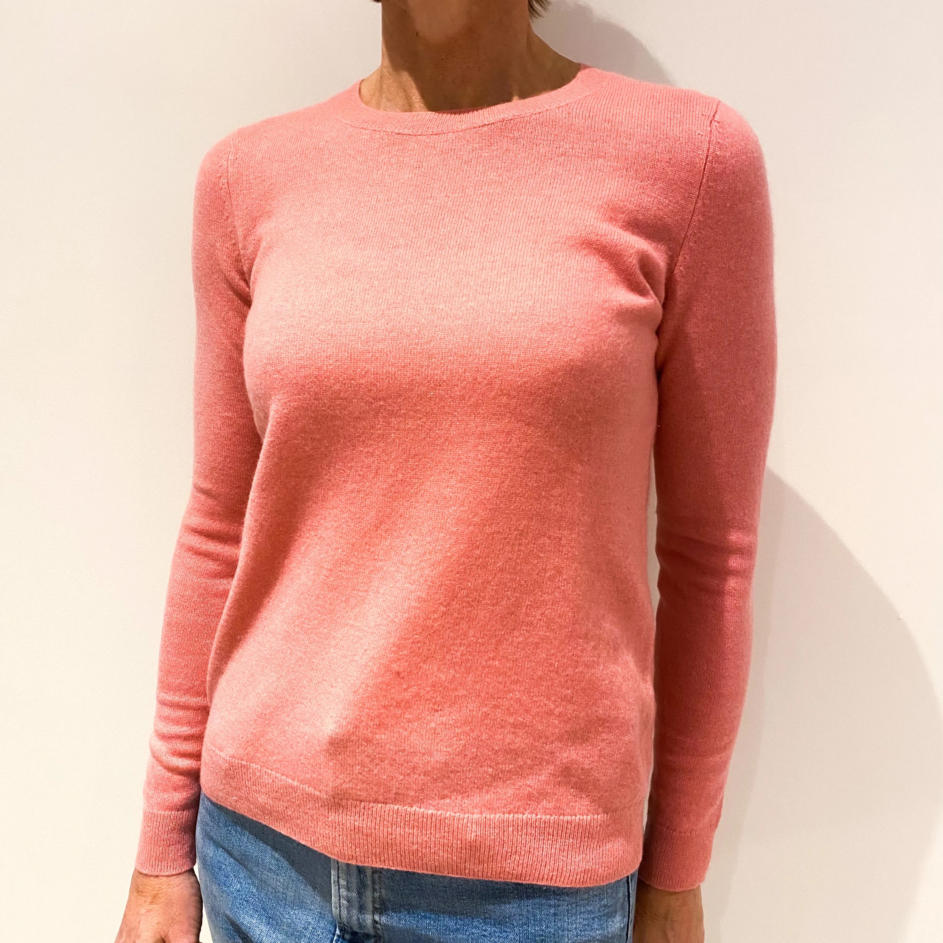 Blush Pink Cashmere Crew Neck Jumper Small
