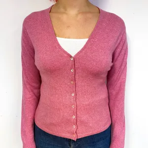 Brora Blush Pink Cashmere V-Neck Cardigan Small