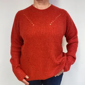 Brora Rust Red Cashmere Crew Neck Jumper Large