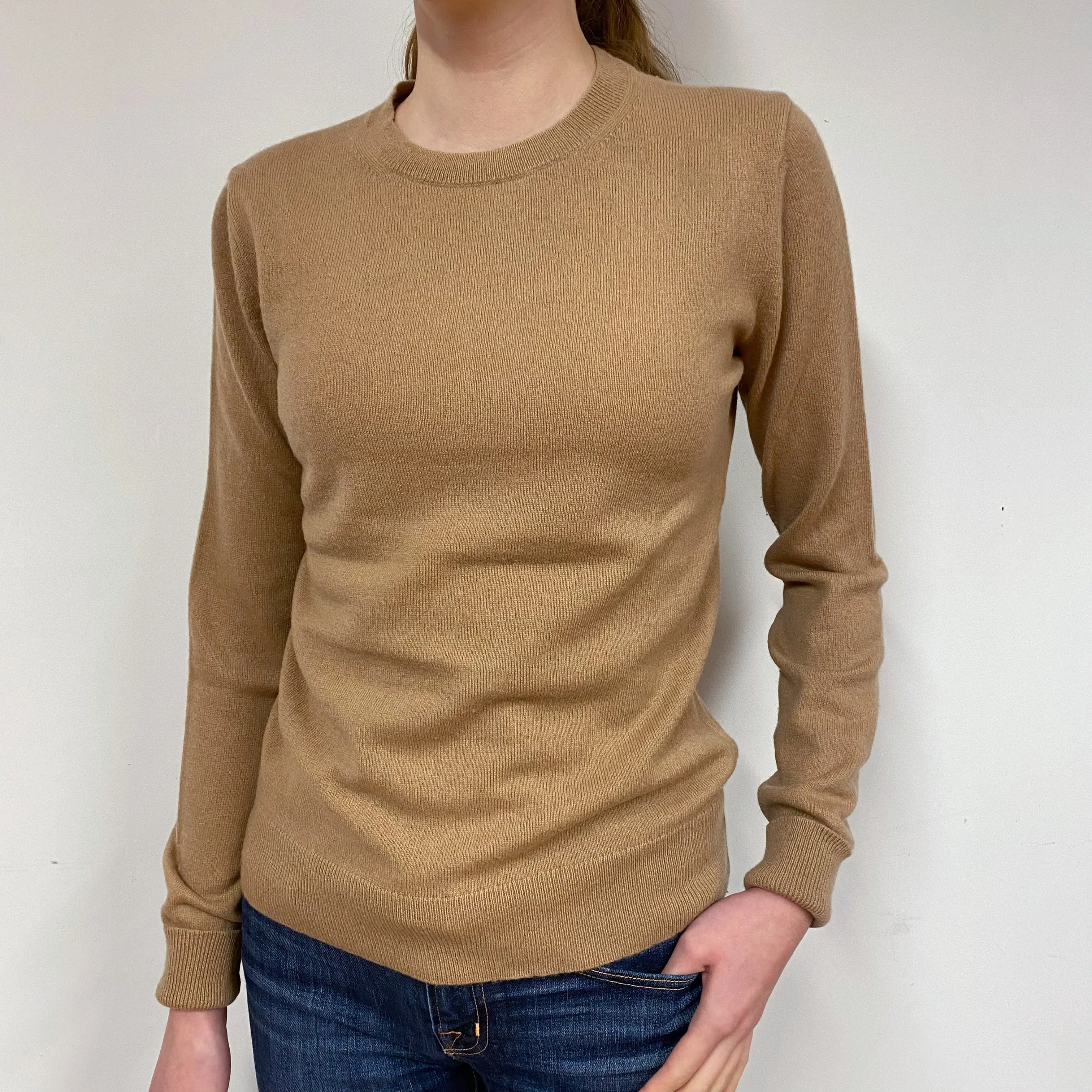 Butterscotch Brown Cashmere Crew Neck Jumper Extra Small