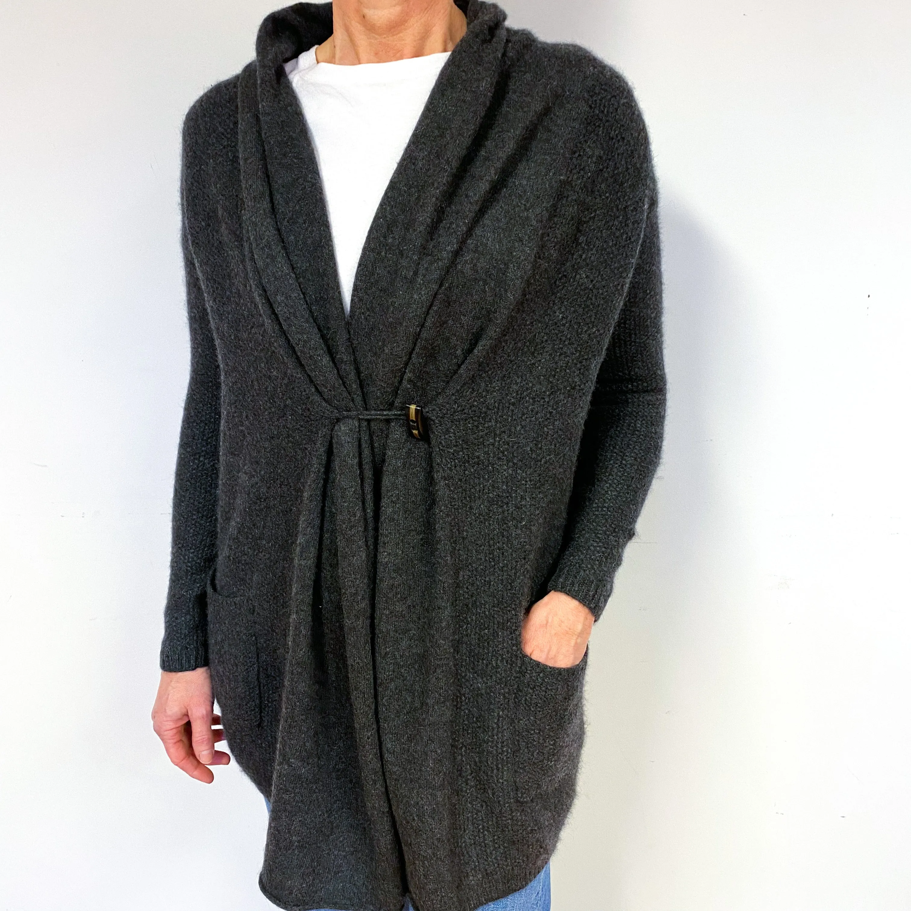Charcoal Grey Cashmere Cardigan Medium