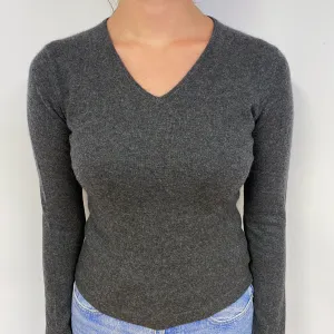 Charcoal Grey Cashmere V-Neck Jumper