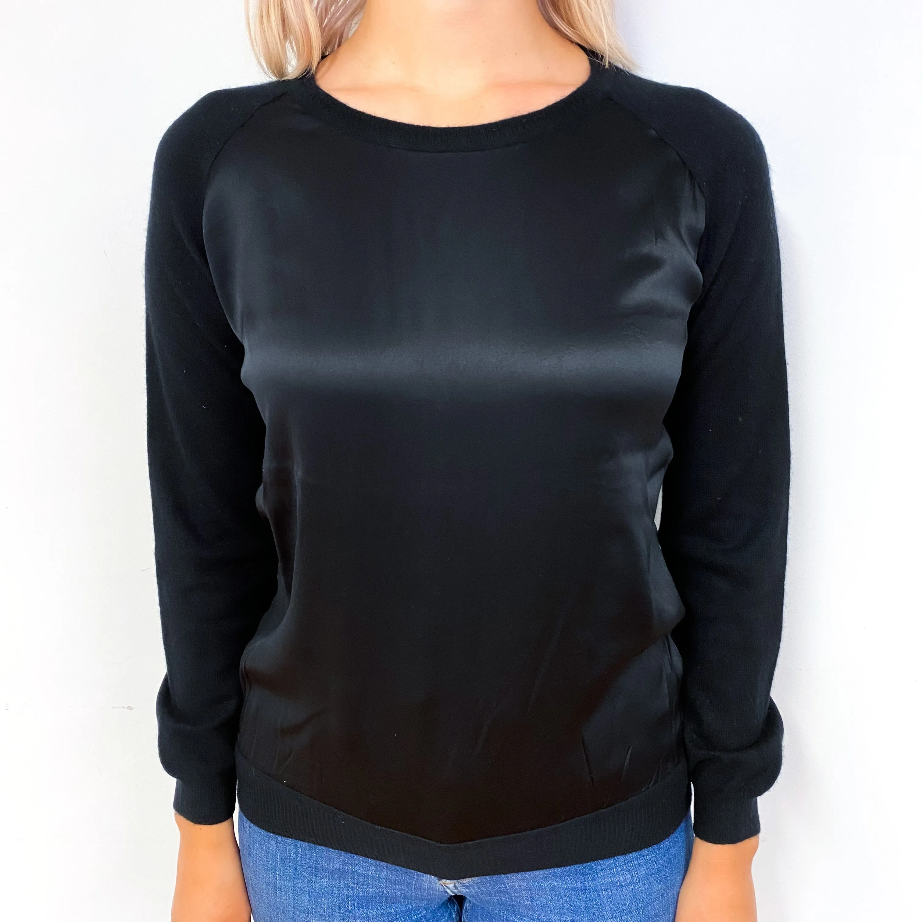 Cocoa Black Silk Cashmere Crew Neck Jumper Small
