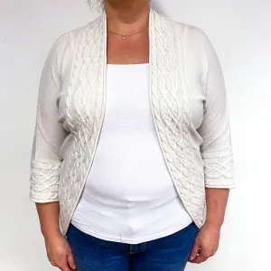 Cream 3/4 Sleeve Cashmere Edge to Edge Cardigan Extra Large