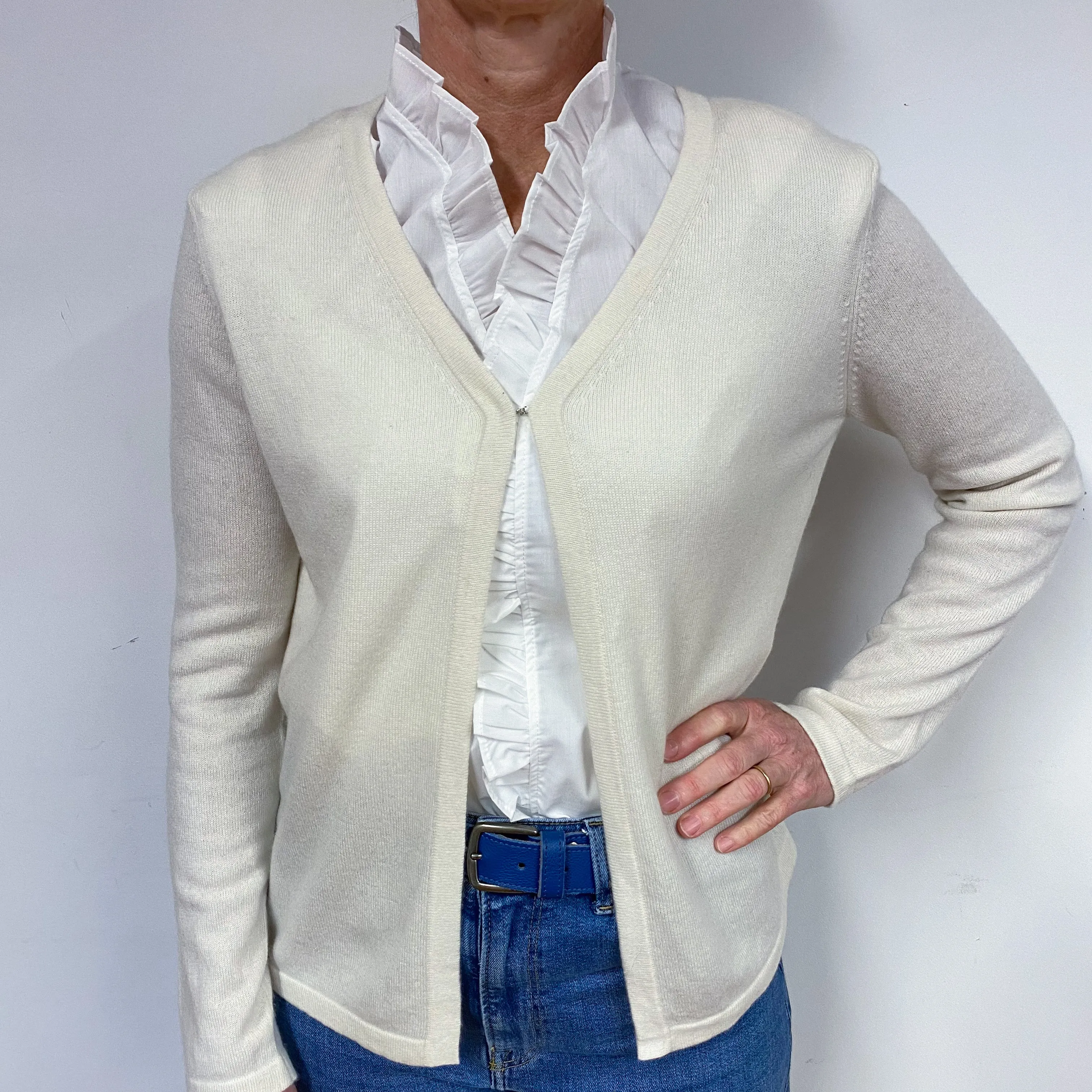 Cream Cashmere V-Neck Cardigan Medium