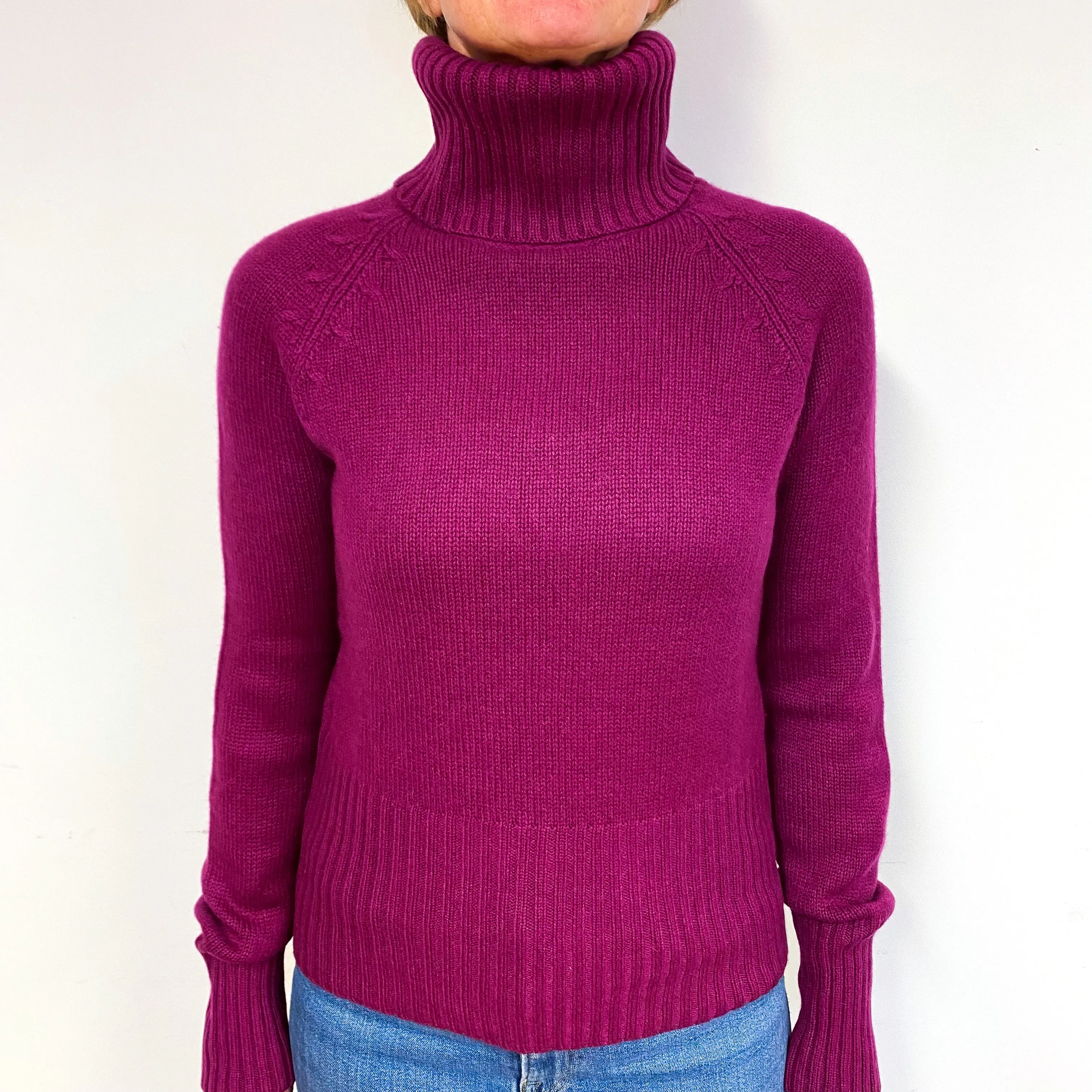 Dark Magenta’s Pink Cashmere Polo Neck Jumper Medium