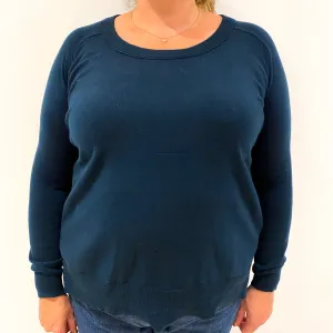 Dark Petrol Blue Cashmere Crew Neck Jumper Extra Large