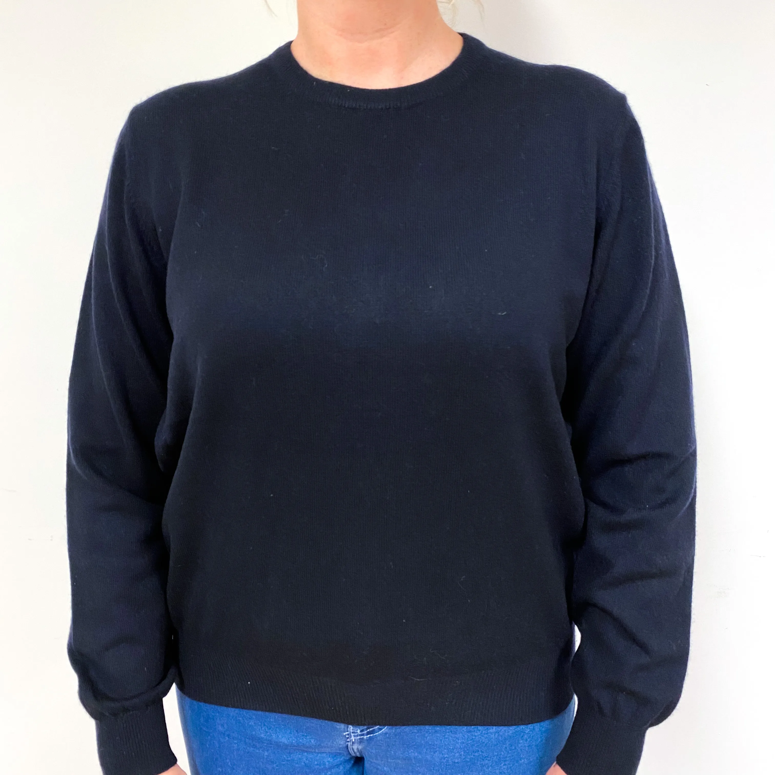 Darkest Navy Cashmere Crew Neck Jumper Large