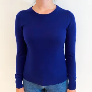 Deep Indigo Blue Cashmere Crew Neck Jumper Small