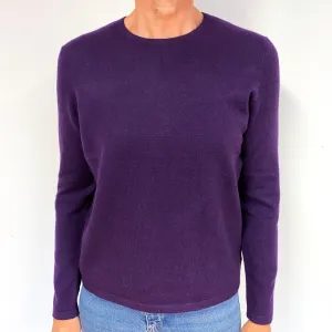 Deep Iris Purple Cashmere Crew Neck Jumper Medium