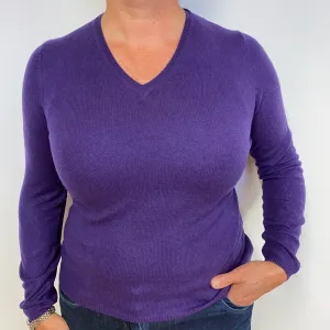 Grape Purple Cashmere V-Neck Jumper