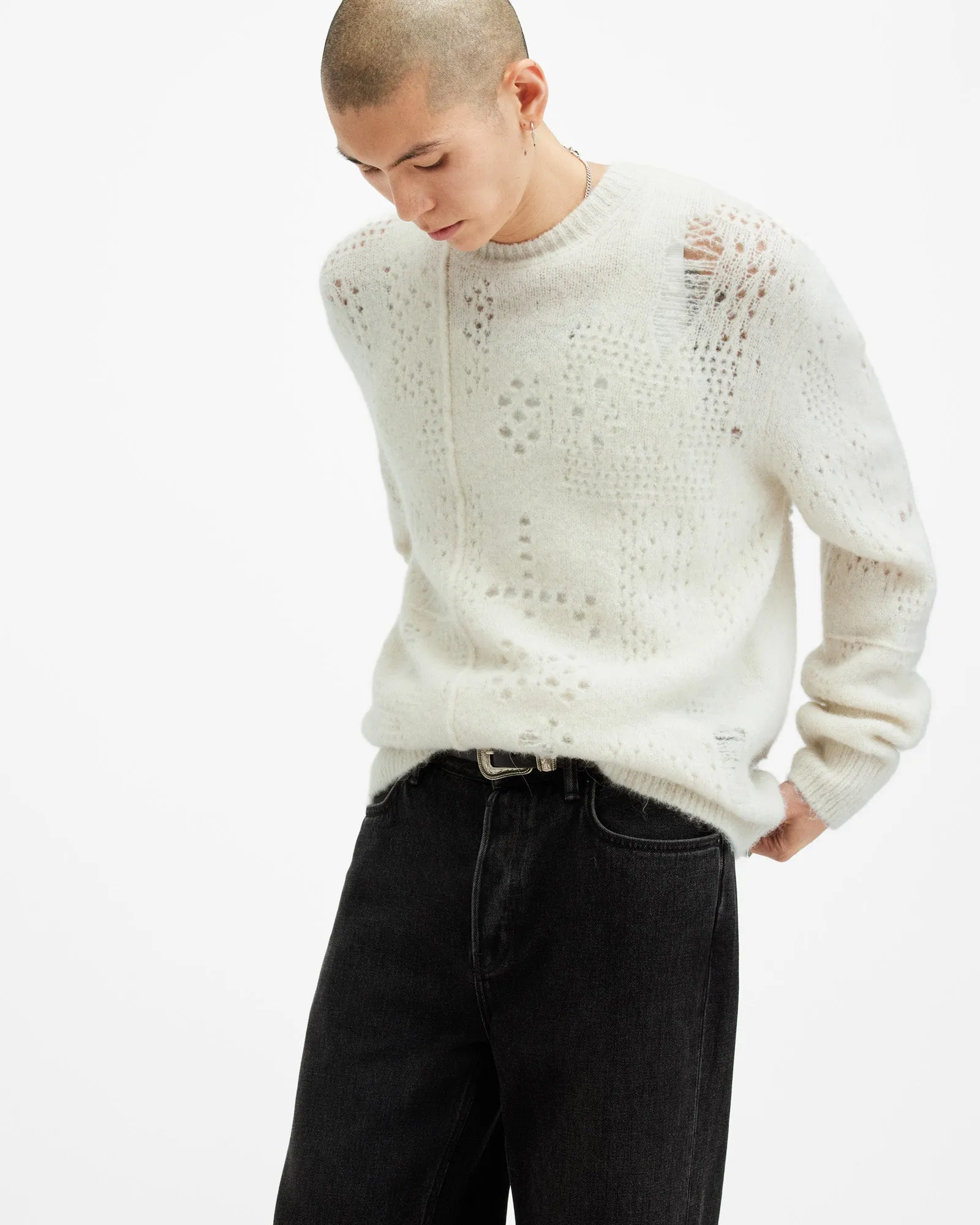 Hadwin Distressed Crew Neck Jumper