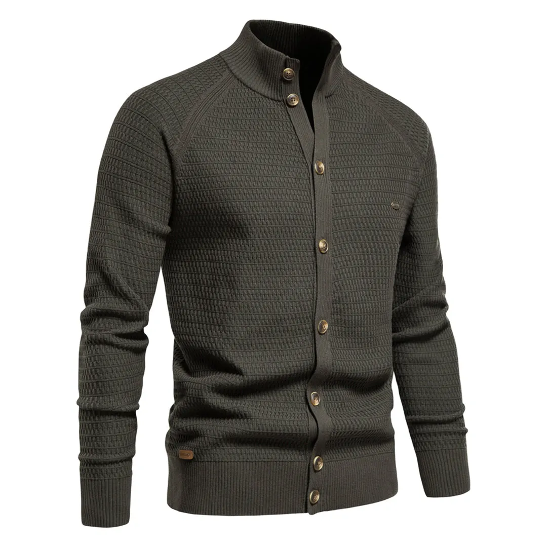 Men's Classic Cotton Knitted Long Sleeve Jumper with Button Detail | Ideal for Autumn/Winter