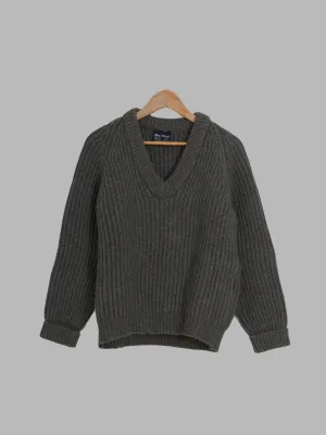 Peter Storm 1984 khaki W1 proofed wool waterproof v neck jumper - M