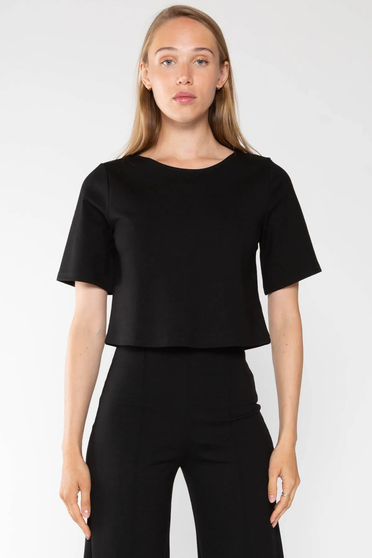 Ponte Knit Short Sleeve Top