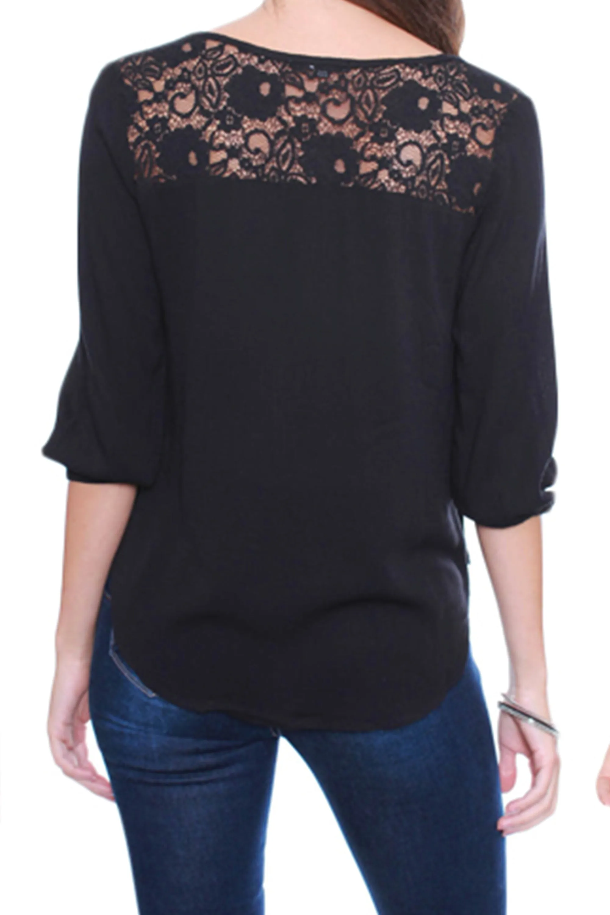 Romantics Lace Inset Gauze Top