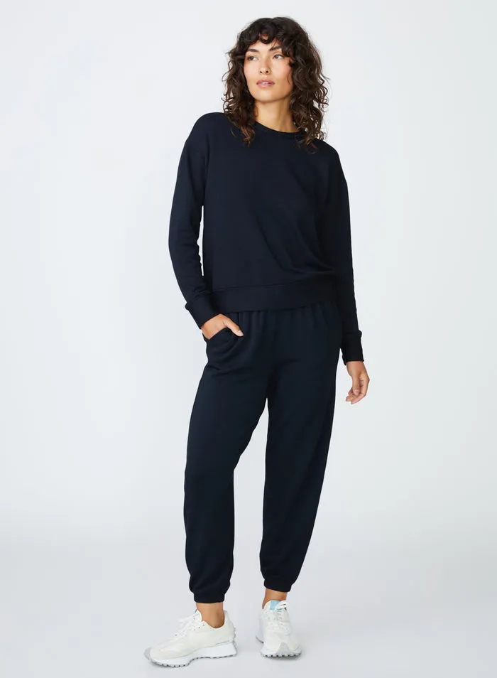 STATESIDE Softest Fleece Crew Neck Pullover BLACK