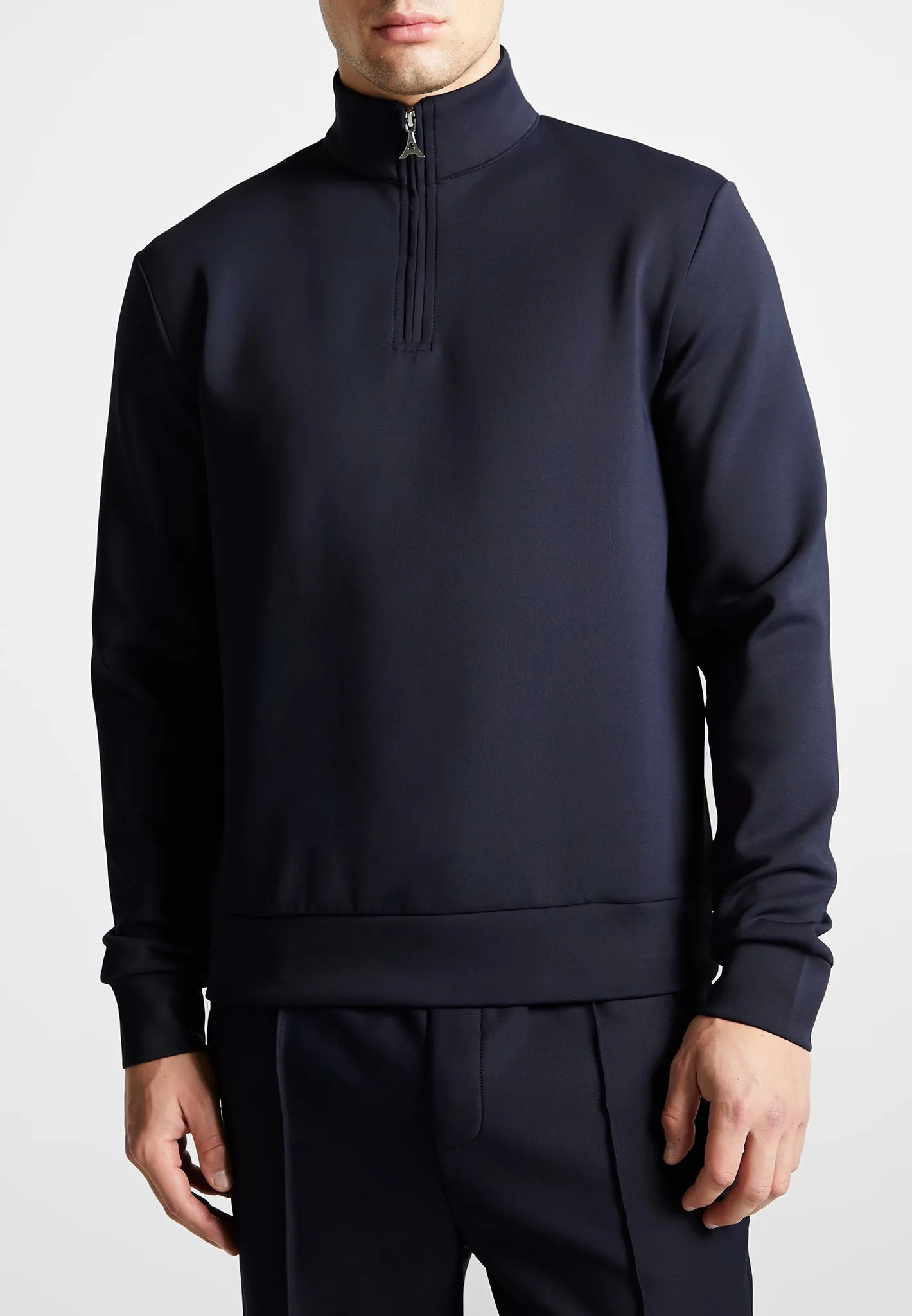Éternel Neoprene High Neck Zip Jumper - Navy