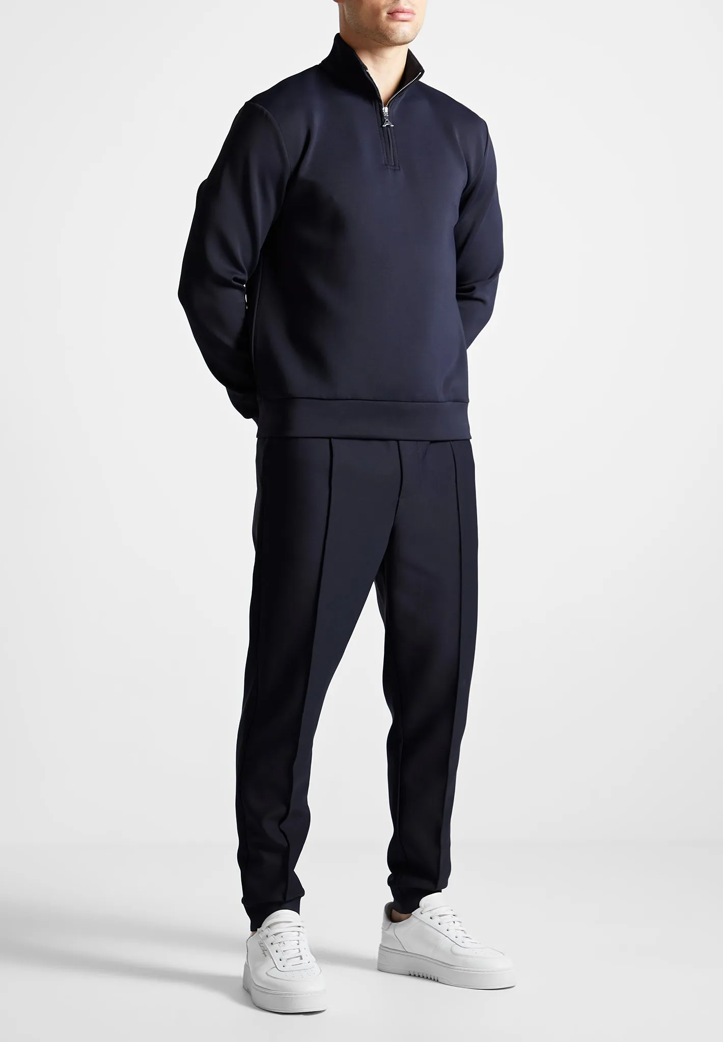 Éternel Neoprene High Neck Zip Jumper - Navy
