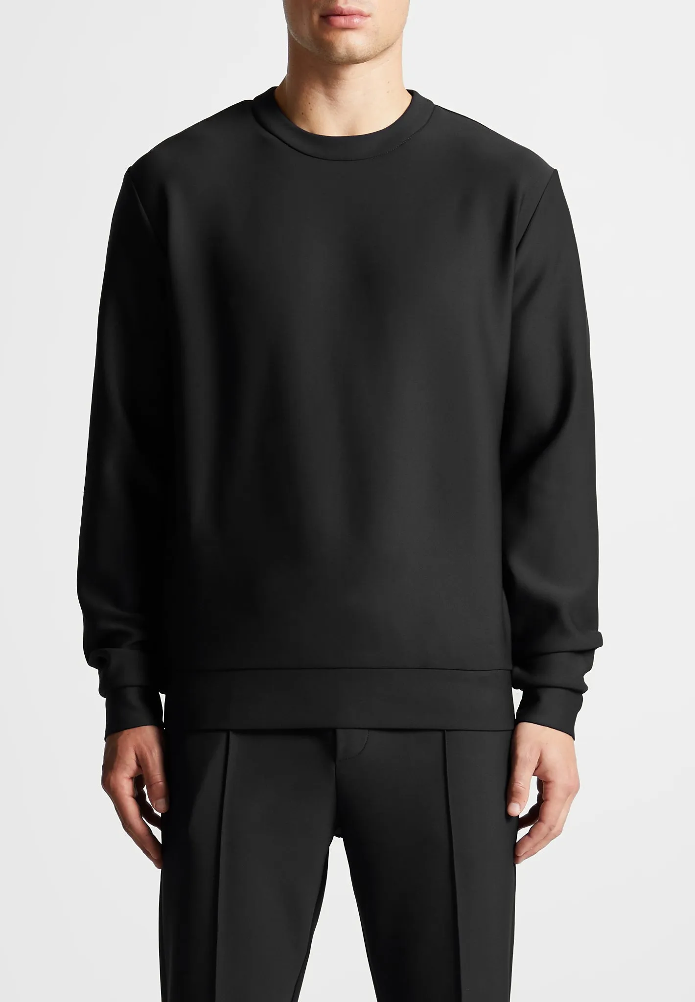Éternel Neoprene Regular Fit Crew Neck Jumper - Black