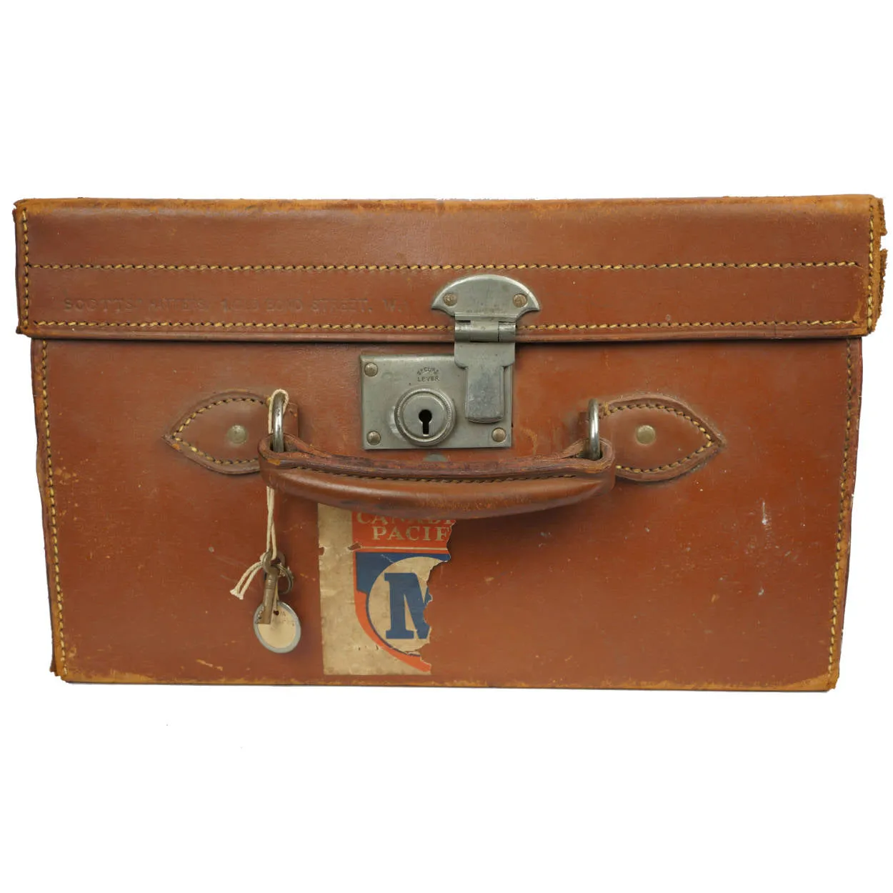 Vintage 1920s Top Hat Leather Travel Case Scotts London Luggage with Provenance
