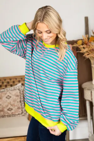 Women's Contrast Striped Crew Neck Jumper | Ideal for Autumn/Winter