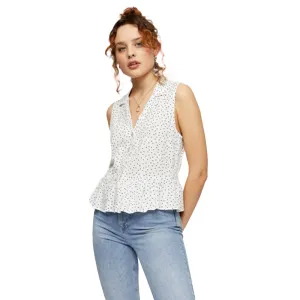 Women's Peplum Sleeveless Shirt,White